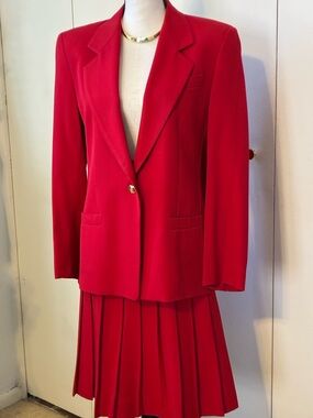 Red Women's Blazer and Skirt- Austin Reed- Made in USA Classic Tailored
